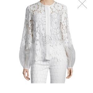 Alexis White Lace Bishop Sleeve Blouse